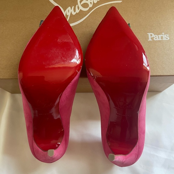 Christian Louboutin 100mm, pink suede pump. Size 37. True to size. - Picture 4 of 7